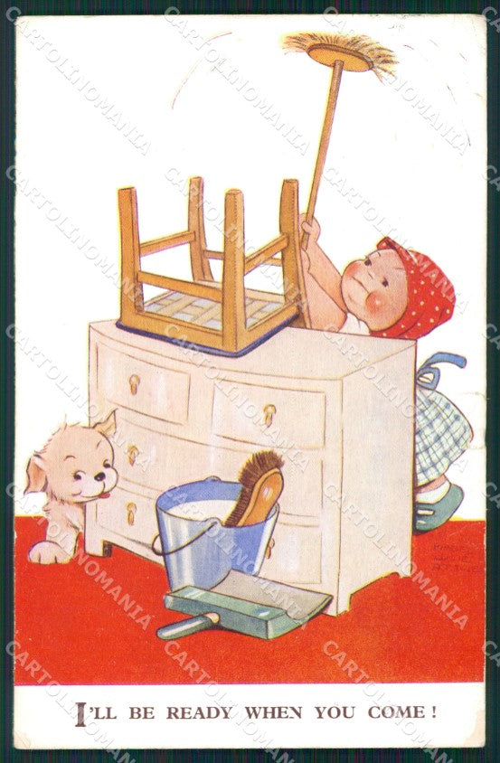 Mabel Lucie Attwell Valentine serie 2405 STRAPPINI cartolina postcard TC0580 – fronte