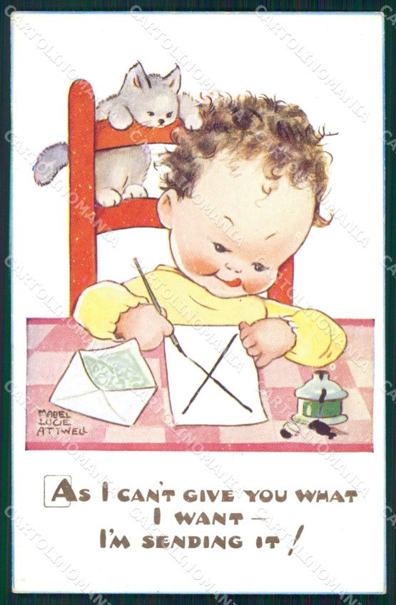 Mabel Lucie Attwell serie 1164 PIEGHINA SLIGHT CREASE cartolina postcard TC0587 – fronte
