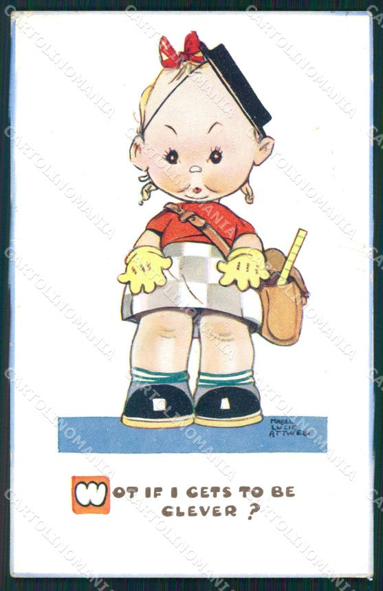 Mabel Lucie Attwell serie 1544 PIEGHINE SLIGHT CREASES cartolina postcard TC0589 – fronte