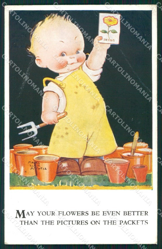 Mabel Lucie Attwell Valentine serie 3282 PIEGHE CREASES postcard TC0592 – fronte