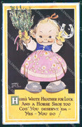 Mabel Lucie Attwell 566 Horseshoe PIEGHINE SLIGHT CREASES postcard TC0596 – fronte