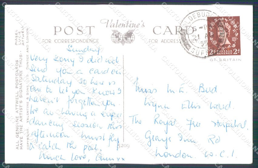 Mabel Lucie Attwell serie 5209 PIEGHINE SLIGHT CREASES HOLE FORO postcard TC0601 – retro