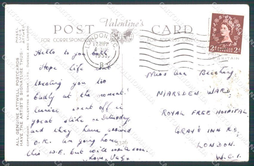 Mabel Lucie Attwell Valentine serie 5326 ABRASA cartolina postcard TC0602 – retro