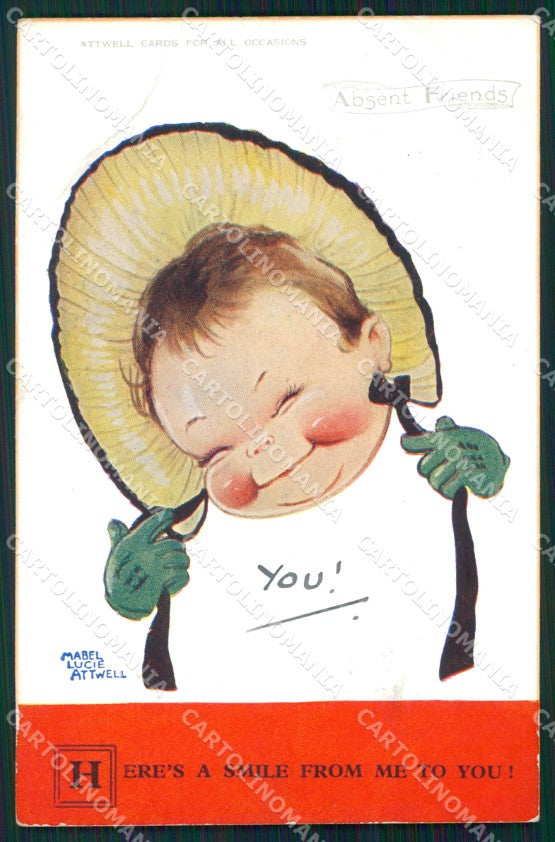 Mabel Lucie Attwell Valentine serie 2561 PIEGA cartolina vintage postcard TC0611 – fronte