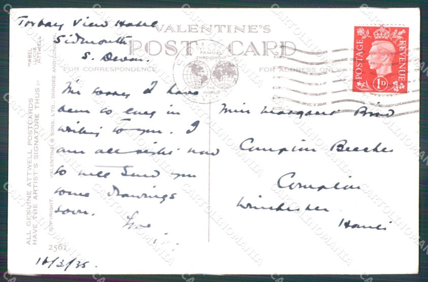 Mabel Lucie Attwell Valentine serie 2561 PIEGA cartolina vintage postcard TC0611 – retro