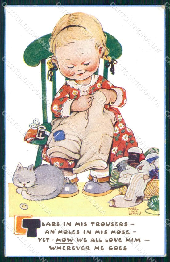 Mabel Lucie Attwell Valentine serie 1414 cartolina vintage postcard TC0615 – fronte