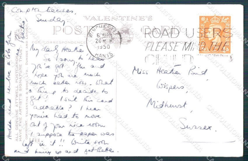 Mabel Lucie Attwell Valentine serie 1414 cartolina vintage postcard TC0615 – retro