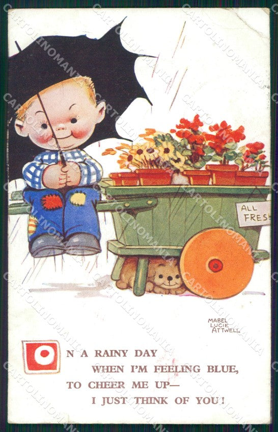 Mabel Lucie Attwell 1801 PIEGHE CREASES STRAPPINO LITTLE TEAR postcard TC0618 – fronte