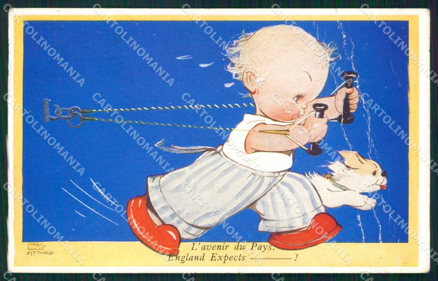 Mabel Lucie Attwell 301 PIEGHE CREASES STRAPPINO LITTLE TEAR postcard TC0626 – fronte