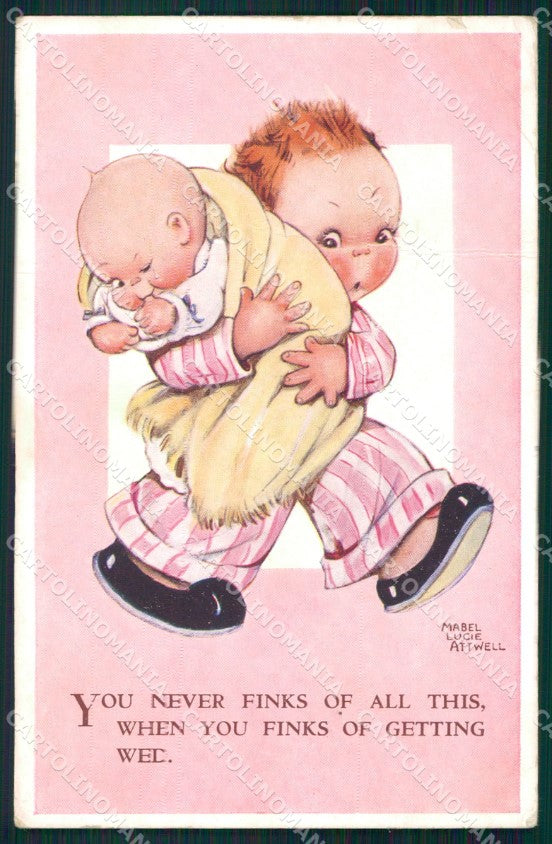 Mabel Lucie Attwell serie 4592 PIEGHE CREASES cartolina postcard TC0649 – fronte