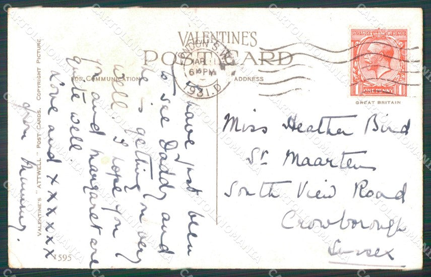 Mabel Lucie Attwell Valentine serie 1595 PIEGHINA SLIGHT CREASE postcard TC0650 – retro
