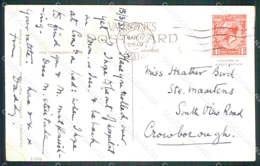 Mabel Lucie Attwell Valentine serie 1589 PIEGHE CREASES postcard TC0652 – retro