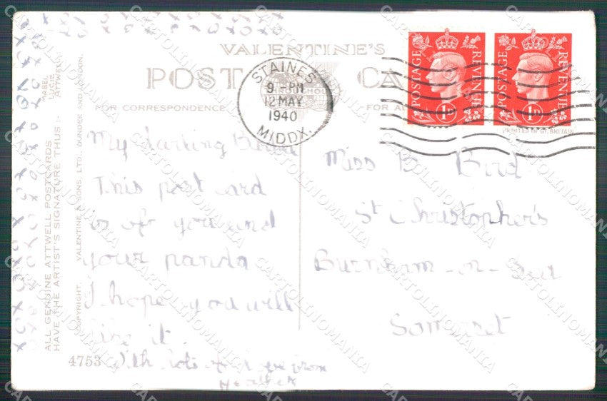 Mabel Lucie Attwell serie 4753 PIEGHINE SLIGHT CREASES cartolina postcard TC0657 – retro