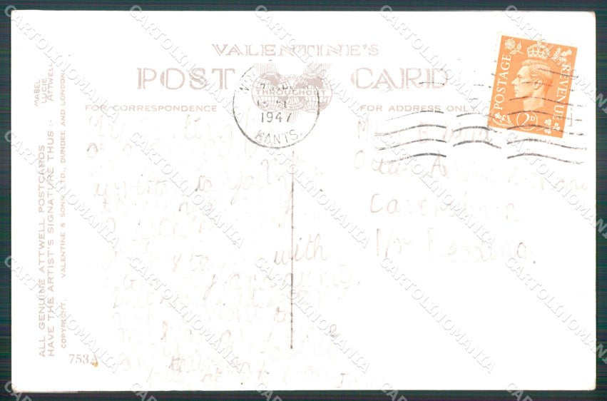 Mabel Attwell serie 753A PIEGHE CREASES STRAPPINO LITTLE TEAR postcard TC0658 – retro