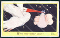Mabel Lucie Attwell Valentine serie 3703 Stork PIEGHE CREASES cartolina postcard – fronte