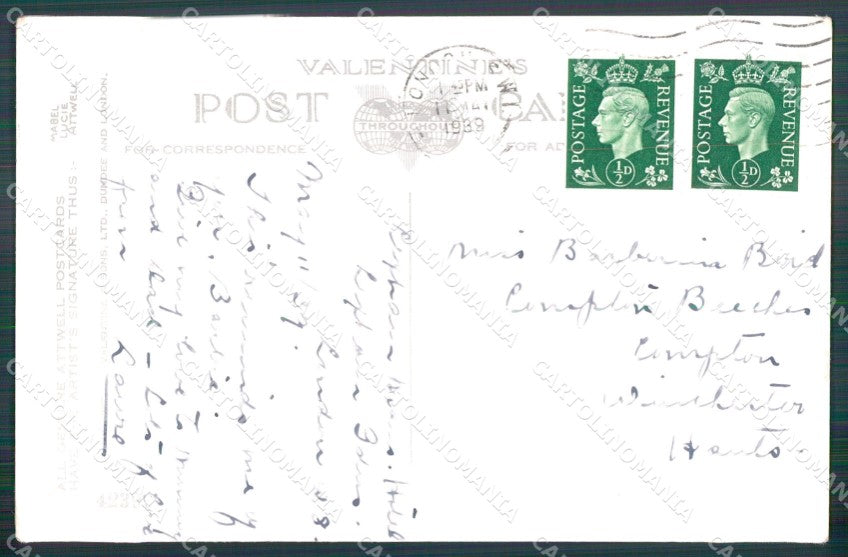 Mabel Lucie Attwell Valentine serie 4239 PIEGHINA SLIGHT CREASE postcard TC0671 – retro