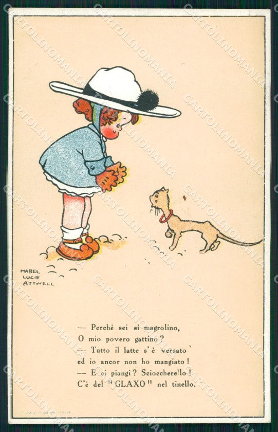 Mabel Lucie Attwell Glaxo Advertising RETRO BIANCO cartolina postcard TC0690 – fronte