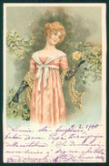 Artist Signed Lady Art Nouveau Viennoise Sockl Wien 343 PIEGA cartolina TC0697 – fronte