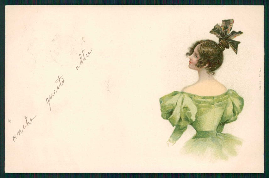 Artist Signed Lady Art Nouveau Viennoise serie II 12 cartolina TC0702 – fronte