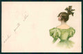 Artist Signed Lady Art Nouveau Viennoise serie II 12 cartolina TC0702 – fronte