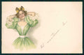 Artist Signed Lady Art Nouveau Viennoise serie II 10 ABRASA cartolina TC0703 – fronte