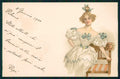 Artist Signed Lady Art Nouveau Viennoise serie II 16 cartolina TC0711 – fronte
