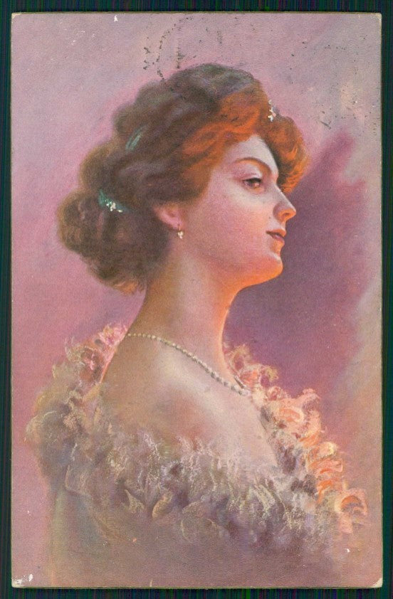 Artist Signed Lady serie Gluhwurmchen Germany cartolina TC0720 – fronte