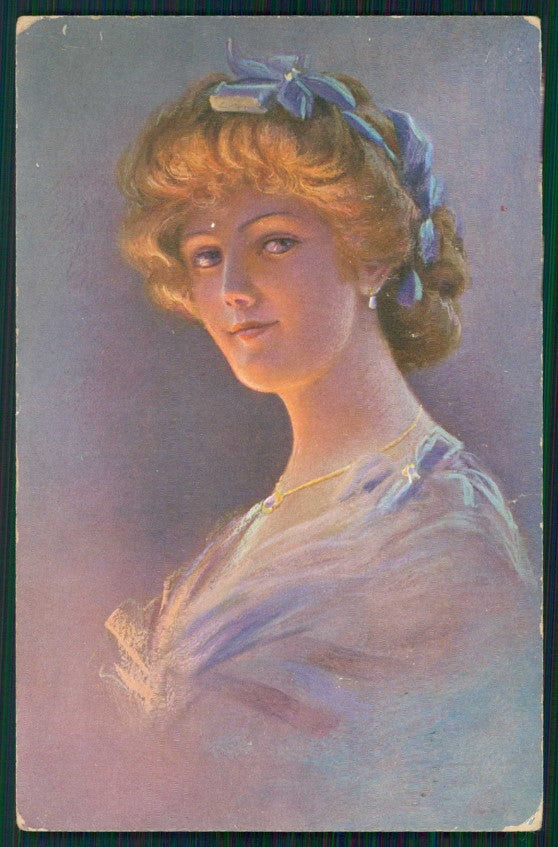 Artist Signed Lady serie Gluhwurmchen Germany cartolina TC0721 – fronte