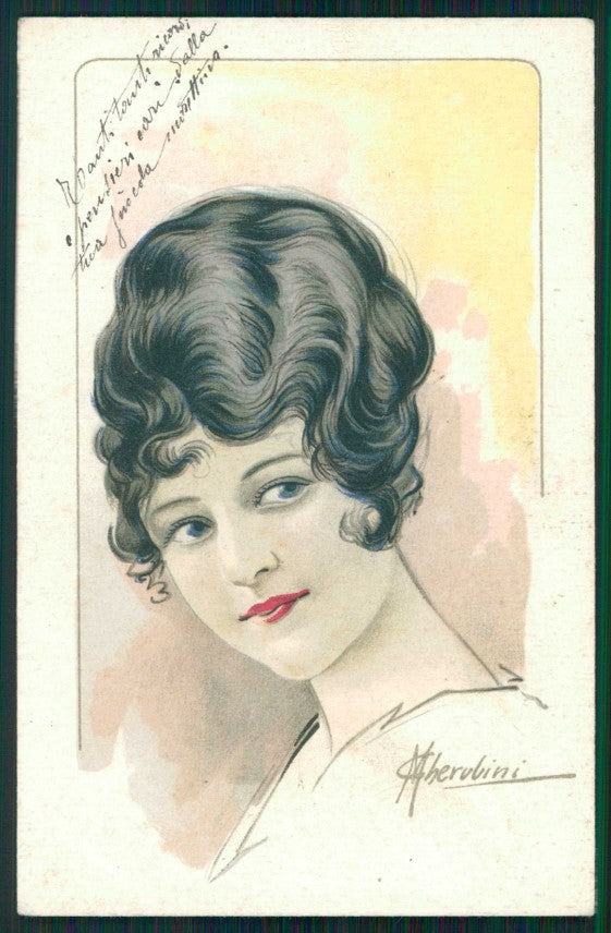 Artist Signed Cherubini Lady serie 750-6 cartolina TC0738 – fronte