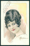 Artist Signed Cherubini Lady serie 750-6 cartolina TC0738 – fronte