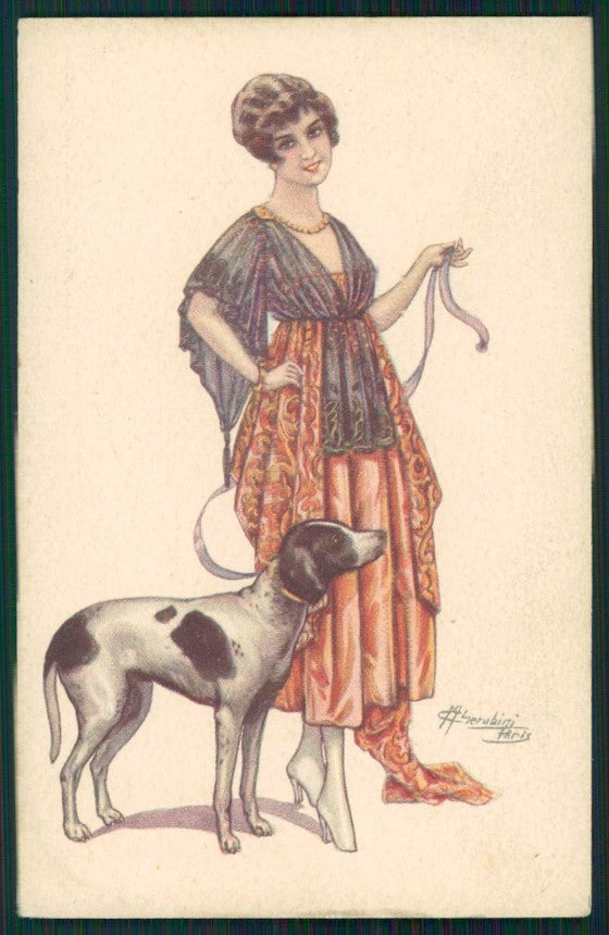 Artist Signed Cherubini Lady serie 400-6 cartolina TC0741 – fronte