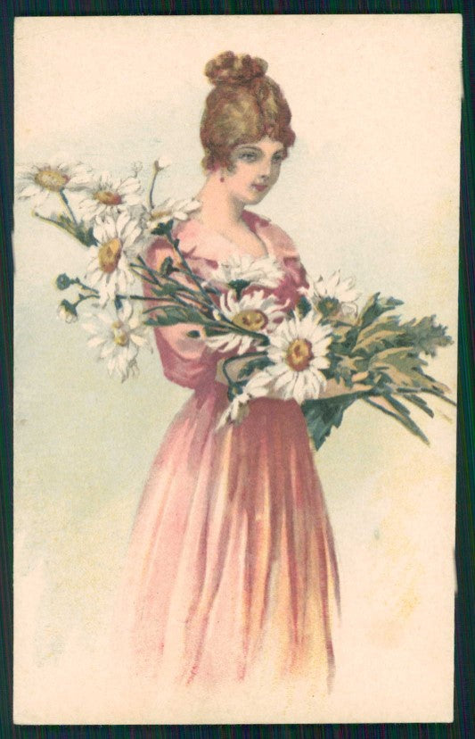 Artist Signed Glamour Fashion Lady serie 919-3 cartolina TC0792 – fronte