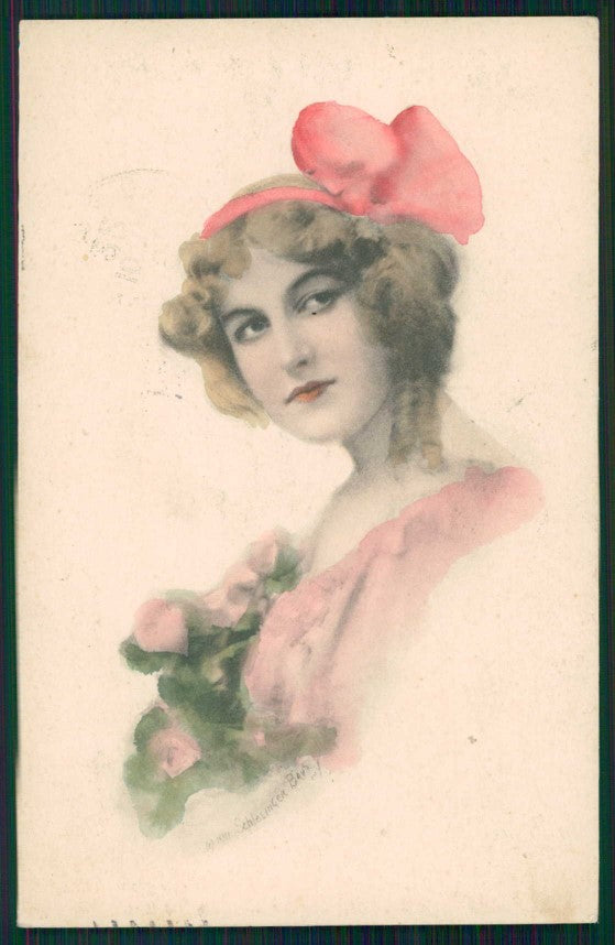 Artist Signed Glamour Fashion Lady cartolina TC0800 – fronte