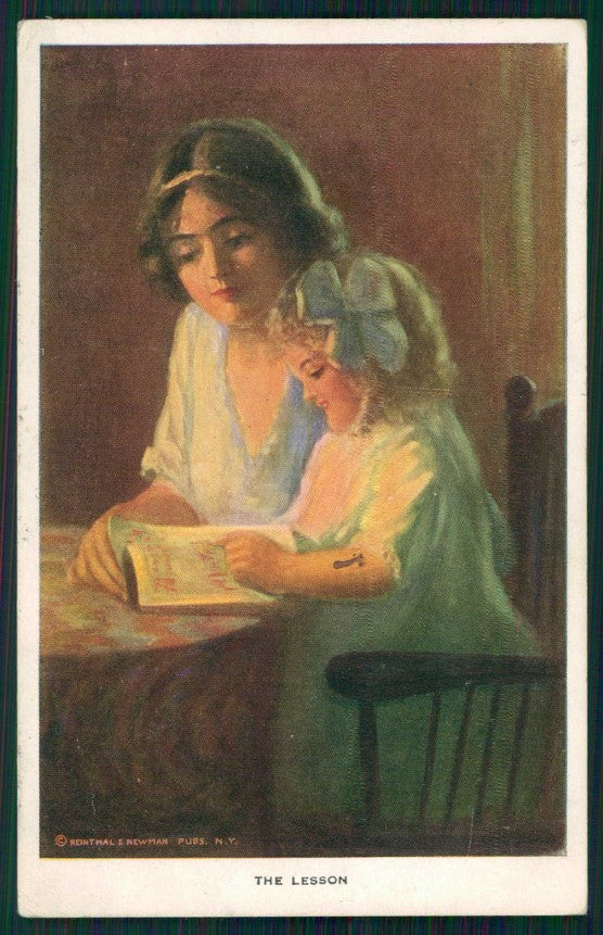 Artist Signed Fashion Lady Reinthal Newman The Lesson 452 cartolina TC0807 – fronte
