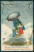 Artist Signed Children Lady Christmas Greetings PIEGA cartolina TC0815 – fronte