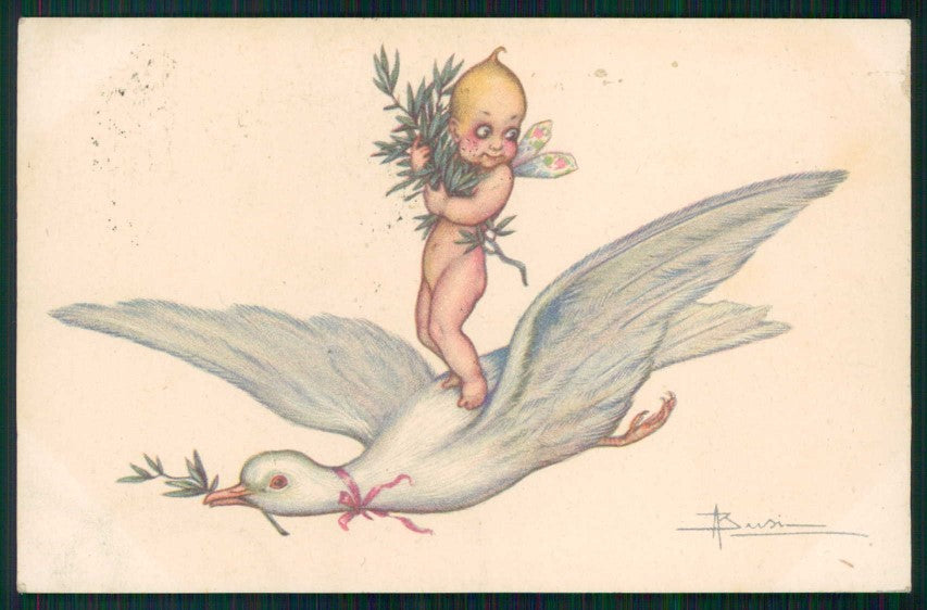 Artist Signed Busi Fairy Dove Easter serie 154 cartolina TC0834 – fronte