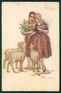 Artist Signed Busi Romantic Couple Easter serie 485-2 cartolina TC0843 – fronte