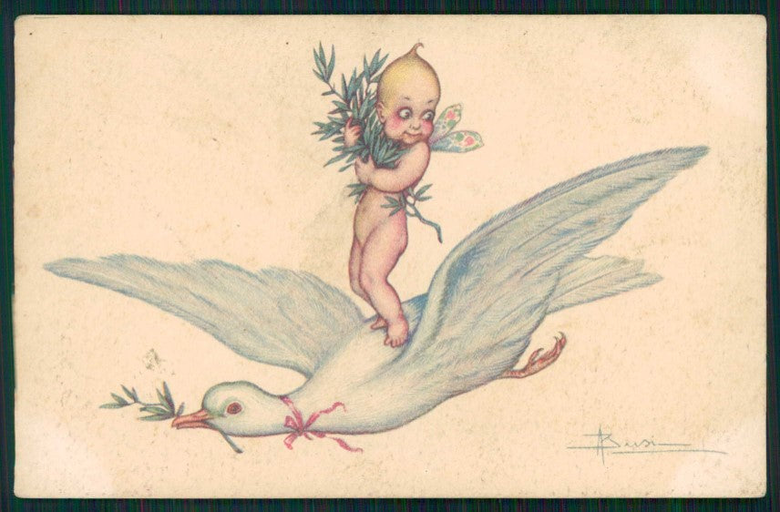 Artist Signed Busi Fairy Dove Easter serie 154 PIEGA cartolina TC0853 – fronte