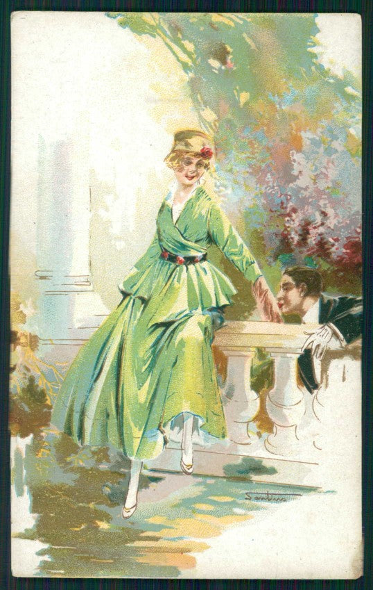 Artist Signed Santino Romantic Couple cartolina TC0887 – fronte