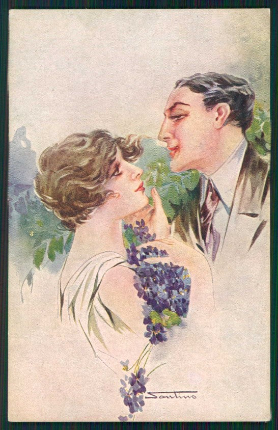 Artist Signed Santino Romantic Couple serie 119-4 STRAPPINO cartolina TC0890 – fronte