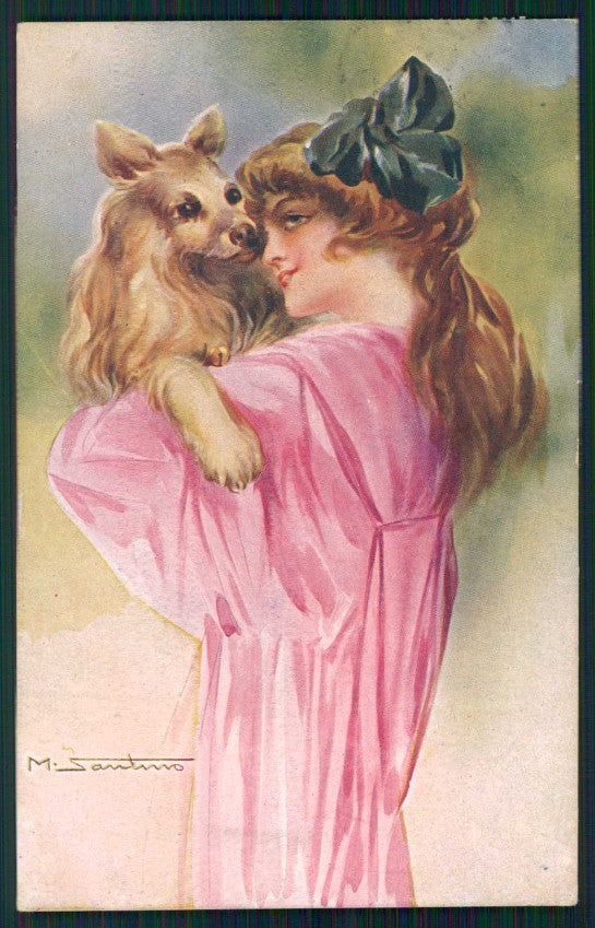 Artist Signed Santino Lady dog serie 134-1 cartolina TC0898 – fronte
