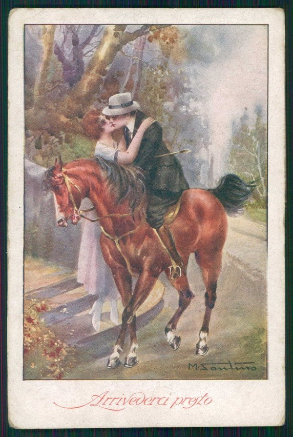 Artist Signed Santino Kiss Horse Romantic Couple serie 152 cartolina TC0900 – fronte
