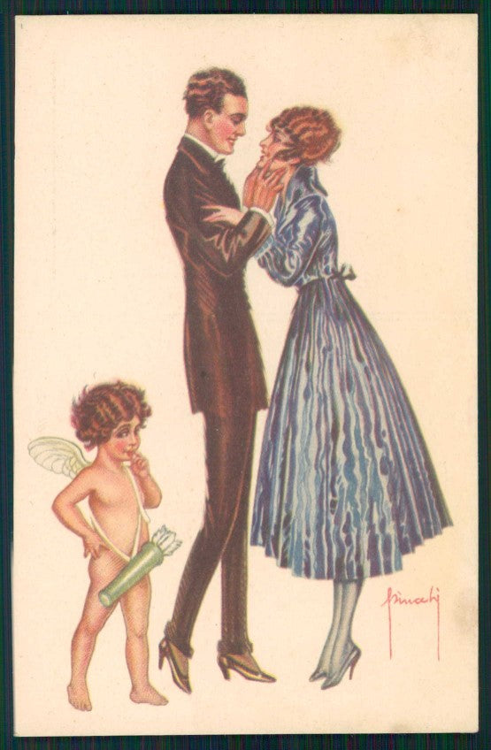 Artist Signed Pinochi Cupid Romantic Couple serie 111-2 cartolina TC0903 – fronte