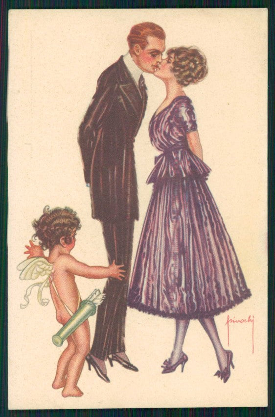 Artist Signed Pinochi Cupid Romantic Couple serie 111-3 cartolina TC0908 – fronte