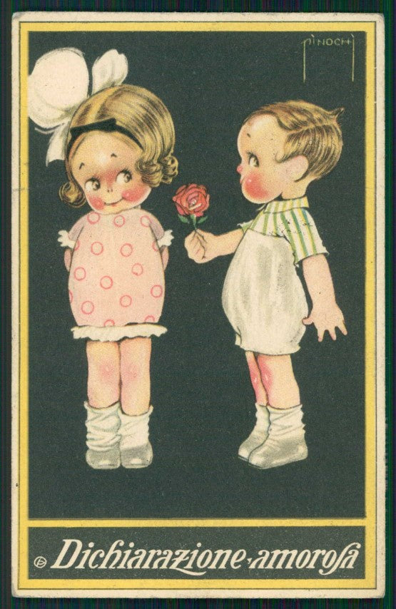 Artist Signed Pinochi Children serie 223 PIEGA cartolina TC0909 – fronte