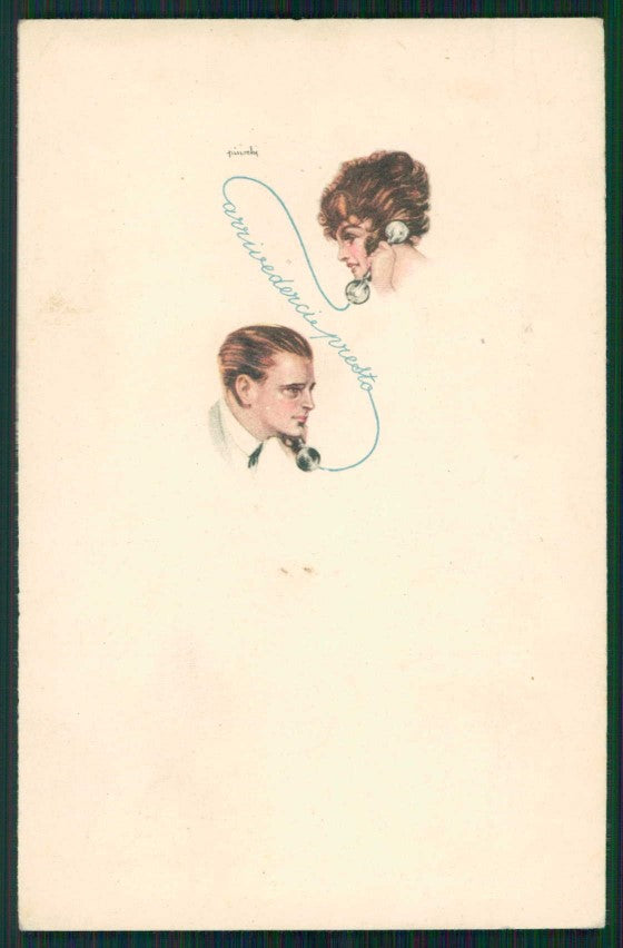 Artist Signed Pinochi Romantic Couple Phone serie 269 cartolina TC0913 – fronte