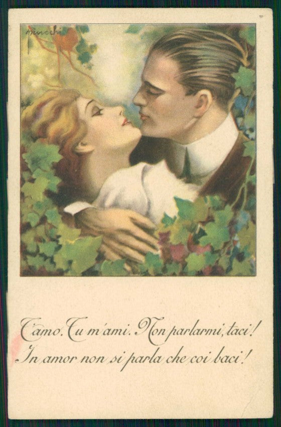 Artist Signed Pinochi Romantic Couple serie 164 PIEGHINE cartolina TC0919 – fronte
