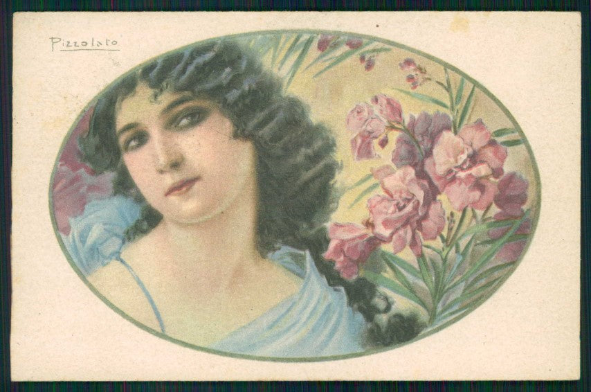 Artist Signed Pizzolato Glamour Fashion Lady serie 413 PIEGHINE cartolina TC0938 – fronte