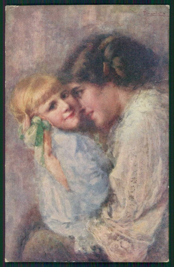 Artist Signed Pizzolato Lady and Girl serie 734-2 cartolina TC0943 – fronte