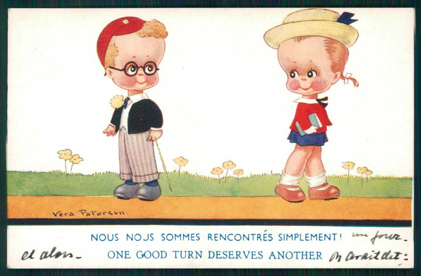 Artist Signed Vera Petersen Children serie 211 cartolina TC0957 – fronte